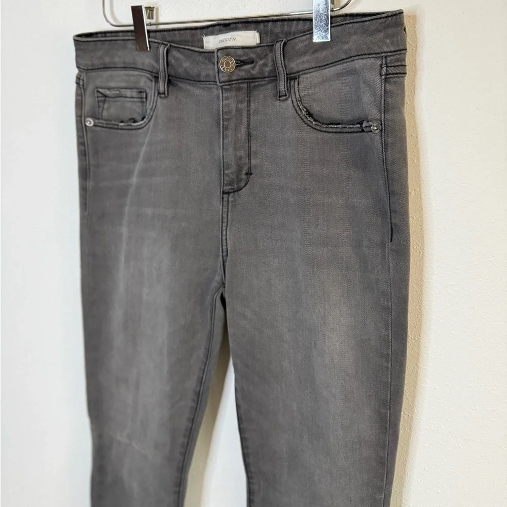 Hidden Jeans Gray Distressed Raw Hem Skinny Jeans Size 29 Stretch - Picture 4 of 11